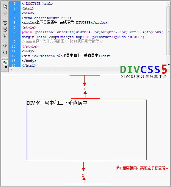 div垂直居中 css div盒子上下垂直居中